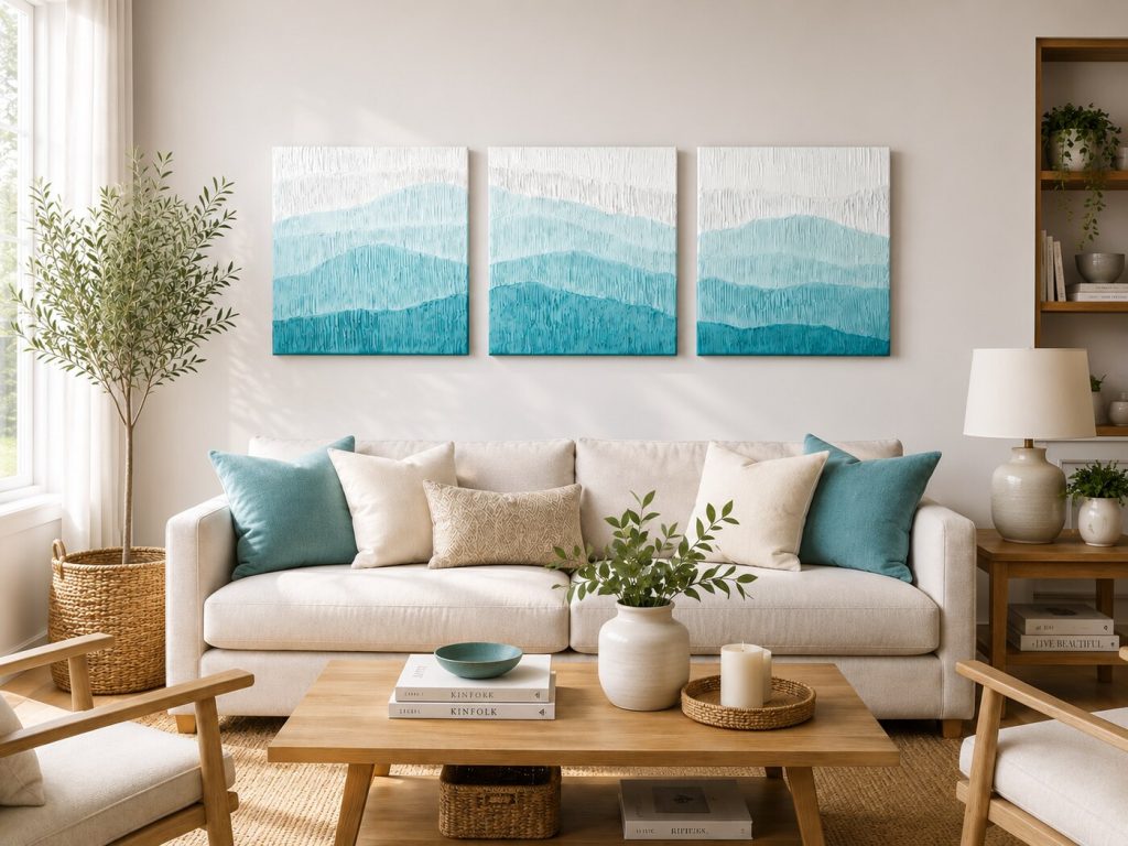 Mareas Serenas — Set 30 × 30 cm, obra original de Adriana Fernández